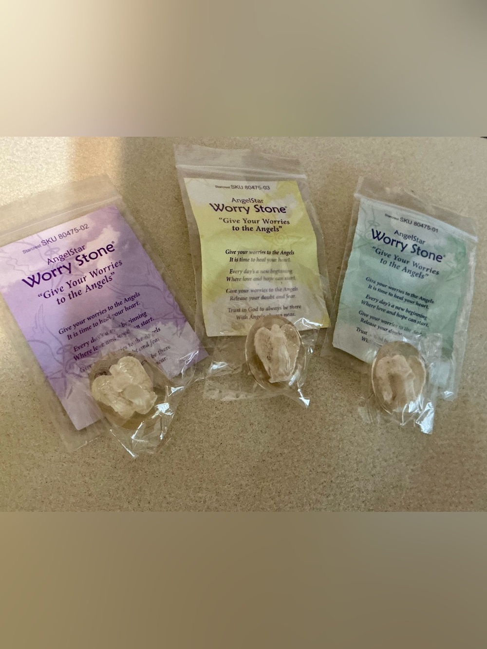 Angels Worry Stone - lot of 3